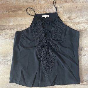 Black Lace V-Neck Tank